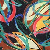 Fényesen csillogó nyomott mintás fürdőruha anyag - BLACK IRIS